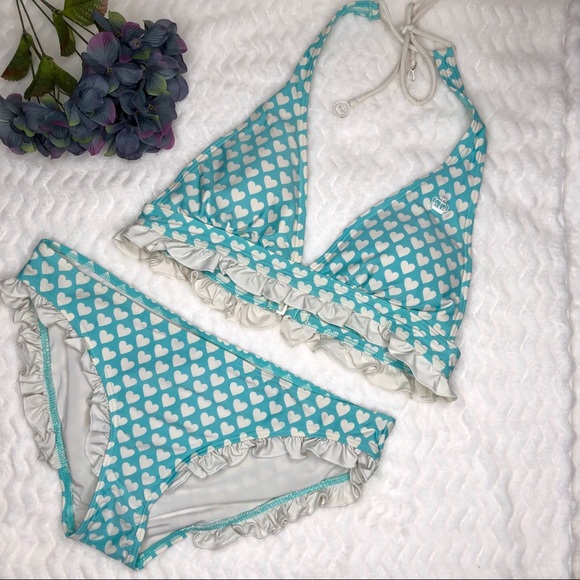 Juicy Couture Other - Juicy Couture Bikini Set Hearts and Ruffles, Teal